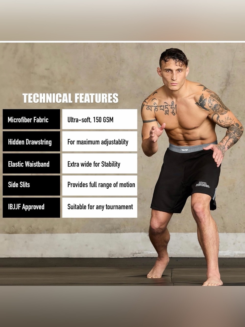 🥋👊🏼🥊 Elite Sports BJJ / MMA Fight Shorts – Men’s Training Shorts (Medium) - Picture 6 of 7